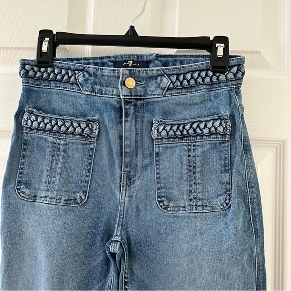 7 For All Mankind Medium Wash High Waisted Braided Skinny Jeans sz 27 - Picture 1 of 7